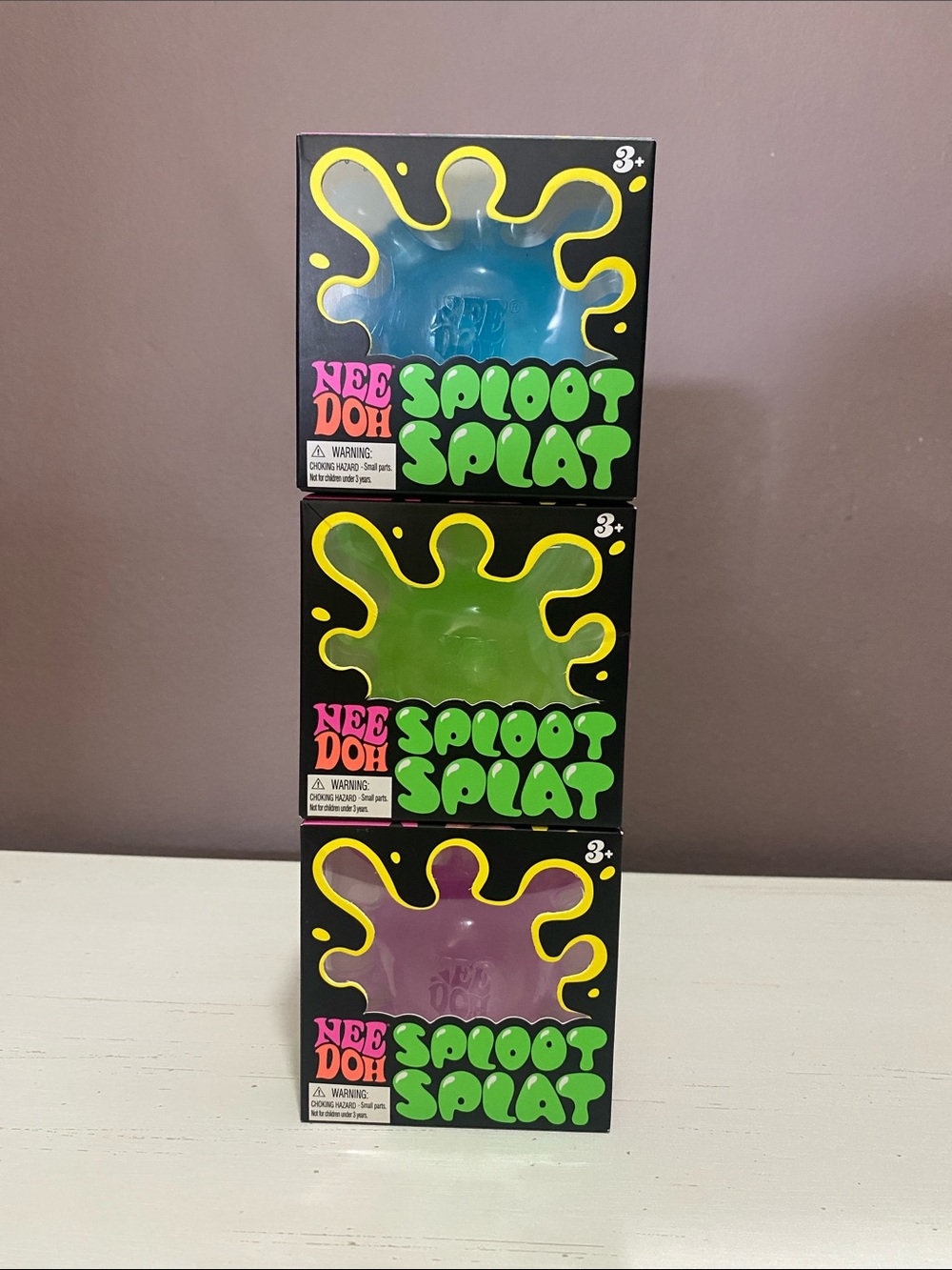 NeeDoh Sploot Splat Kids Toy - Blue, Green, Purple - RARE